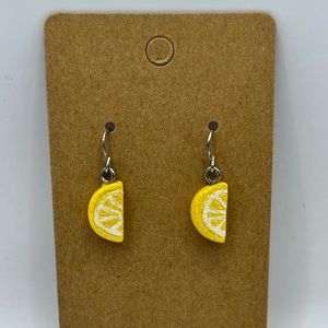 Cartoon lemon slices glittery dangling earrings